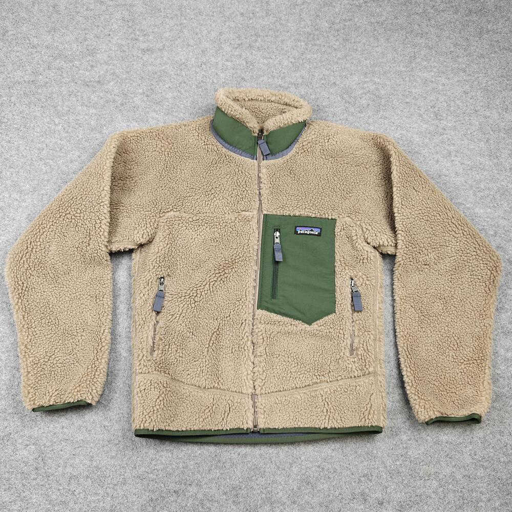 Patagonia Jacket Womens 2XS Beige Fleece Lined Full Zip Pockets Logo Casual